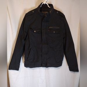 Men's black jean jacket zip up